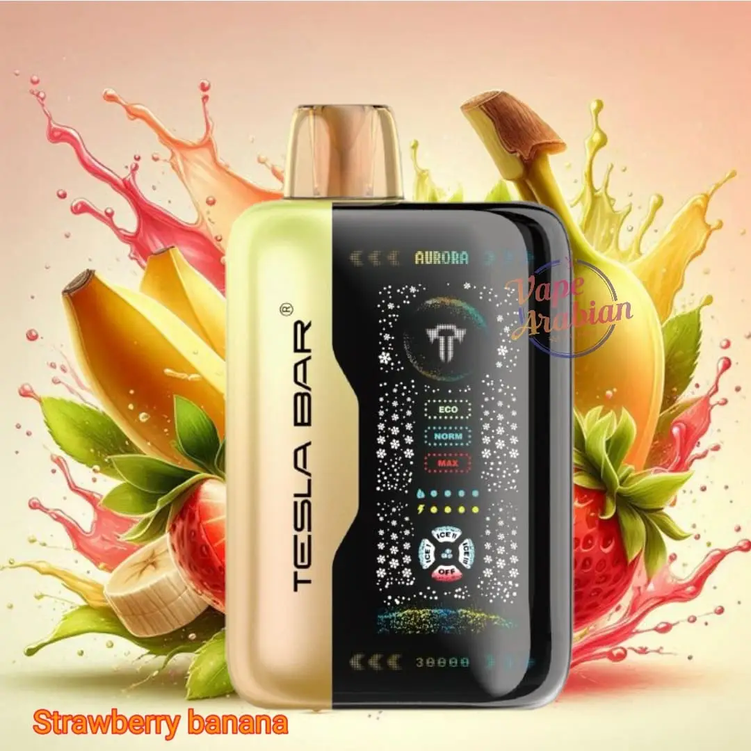 پاد یکبار مصرف توت فرنگی و موز (40000 پاف)/TESLA BAR Vape 40000 Puffs Strawberry Banana