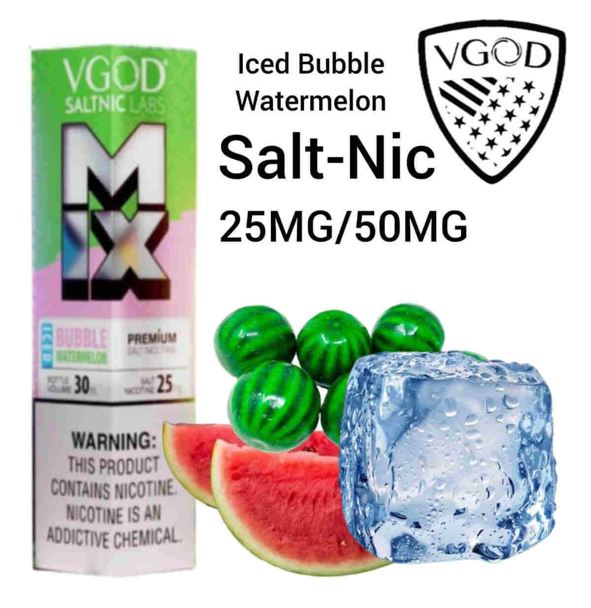 سالت نیکوتین آدامس هندونه یخ ویگاد / VGOD SALTNIC BUBBLE WATERMELON