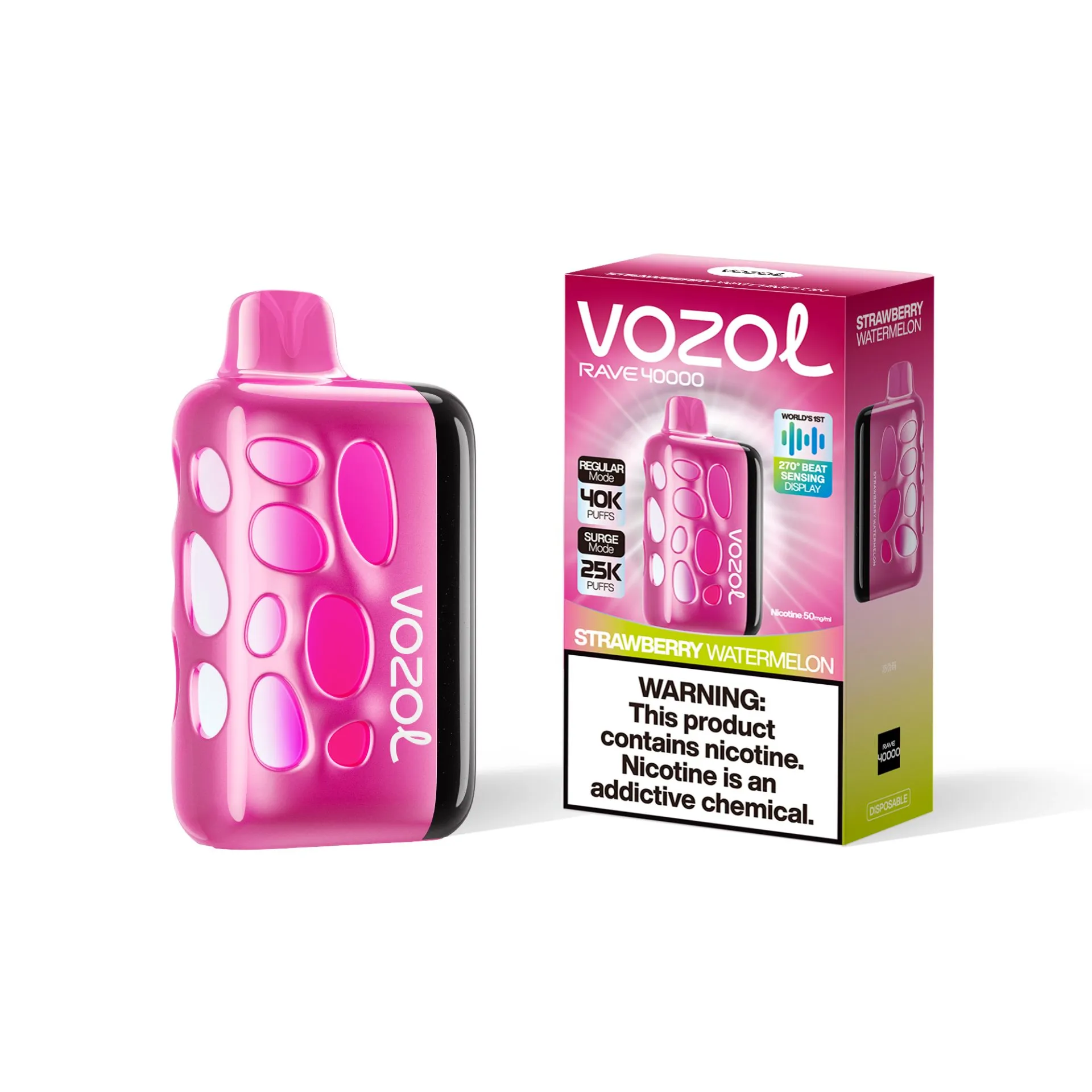 پاد یکبار مصرف 40000 پاف برند ووزول/با طعم  توت فرنگی هندوانه/ VOZOL RAVE Strawberry Watermelon 40000 PUFFS