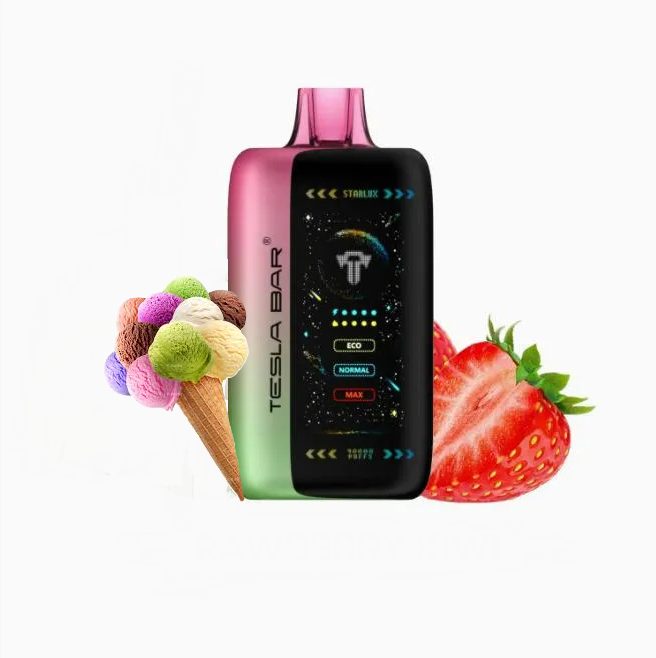 پاد یکبار مصرف بستنی توت فرنگی (40000 پاف)/TESLA BAR Vape 40000 Puffs Strawberry Ice Cream