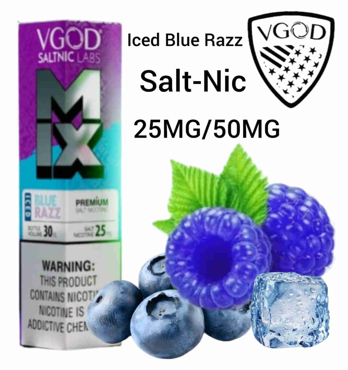 سالت نیکوتین میکس بلوبری و یخ ویگاد / VGOD SALTNIC BLUE RAZZ
