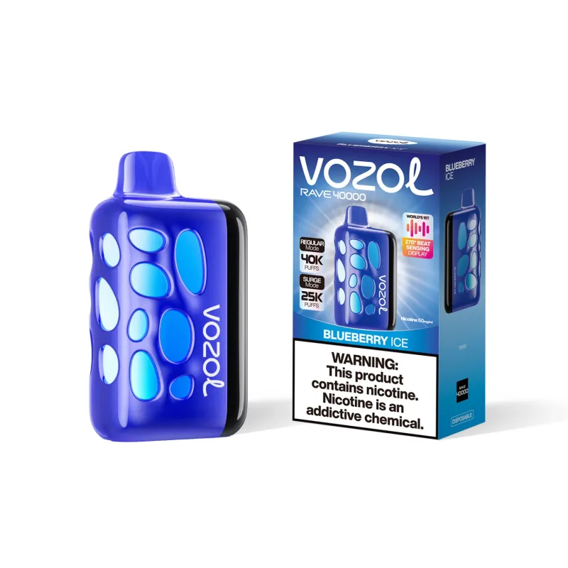 پاد یکبار مصرف 40000 پاف برند ووزول/با طعم بلوبری یخ/ VOZOL RAVE Bluberry Ice 40000 PUFFS