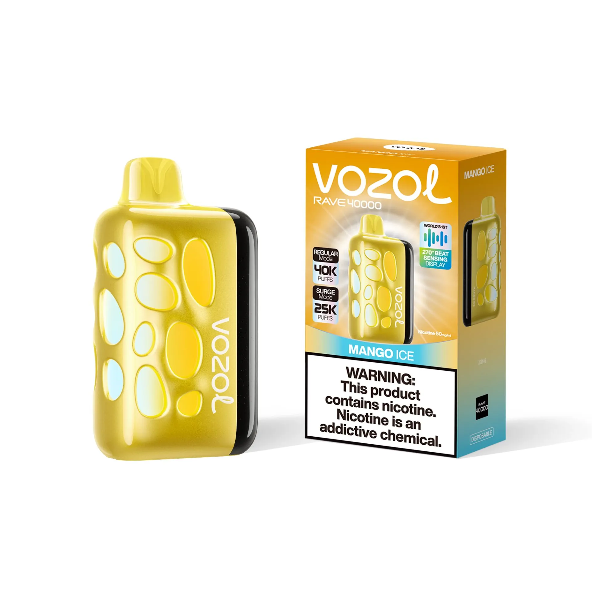 پاد یکبار مصرف 40000 پاف برند ووزول/با طعم انبه یخ / VOZOL RAVE Mango Ice 40000 PUFFS