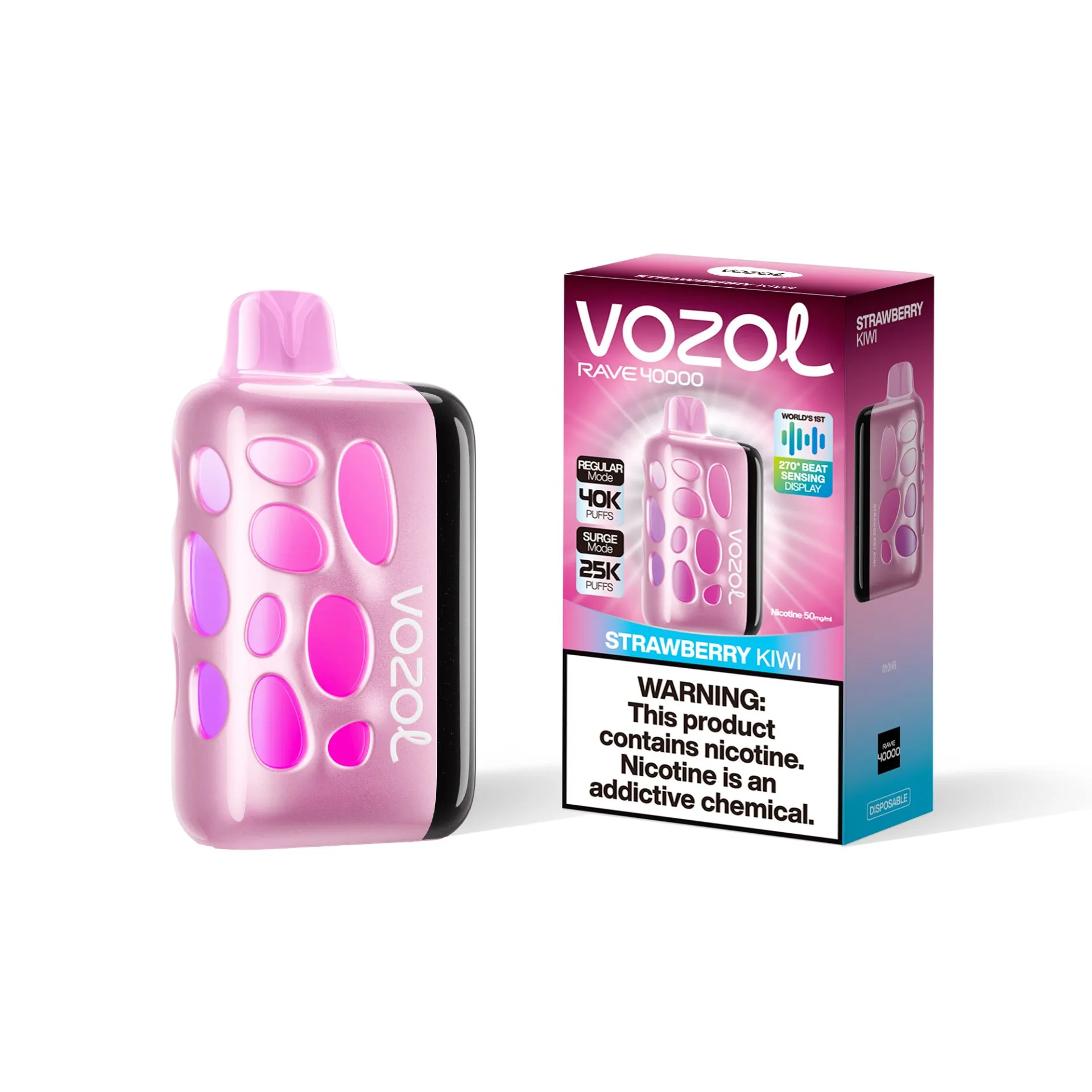 پاد یکبار مصرف 40000 پاف برند ووزول/با طعم  توت فرنگی کیوی / VOZOL RAVE Strawberry Kiwi 40000 PUFFS